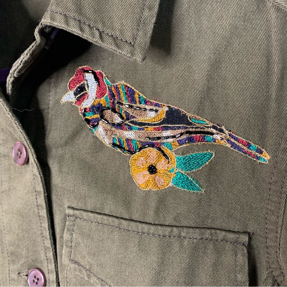 Zara Basic Denim Army Style Patch And Embroidered… - image 2